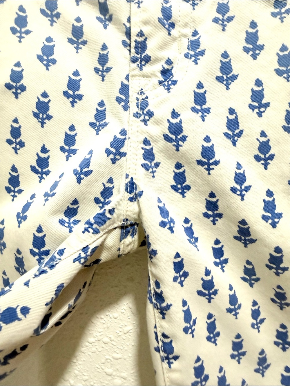 J. Crew toothpick White Ankle Pants Blue Micro Floral Print 27 - Picture 6 of 8